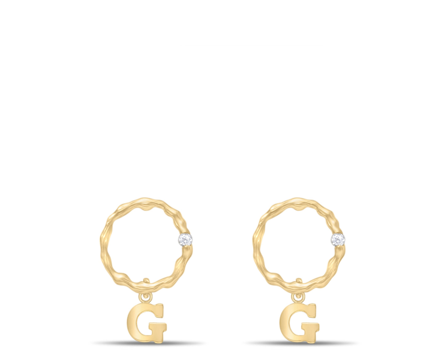 Initial cubic zirconia circle earrings