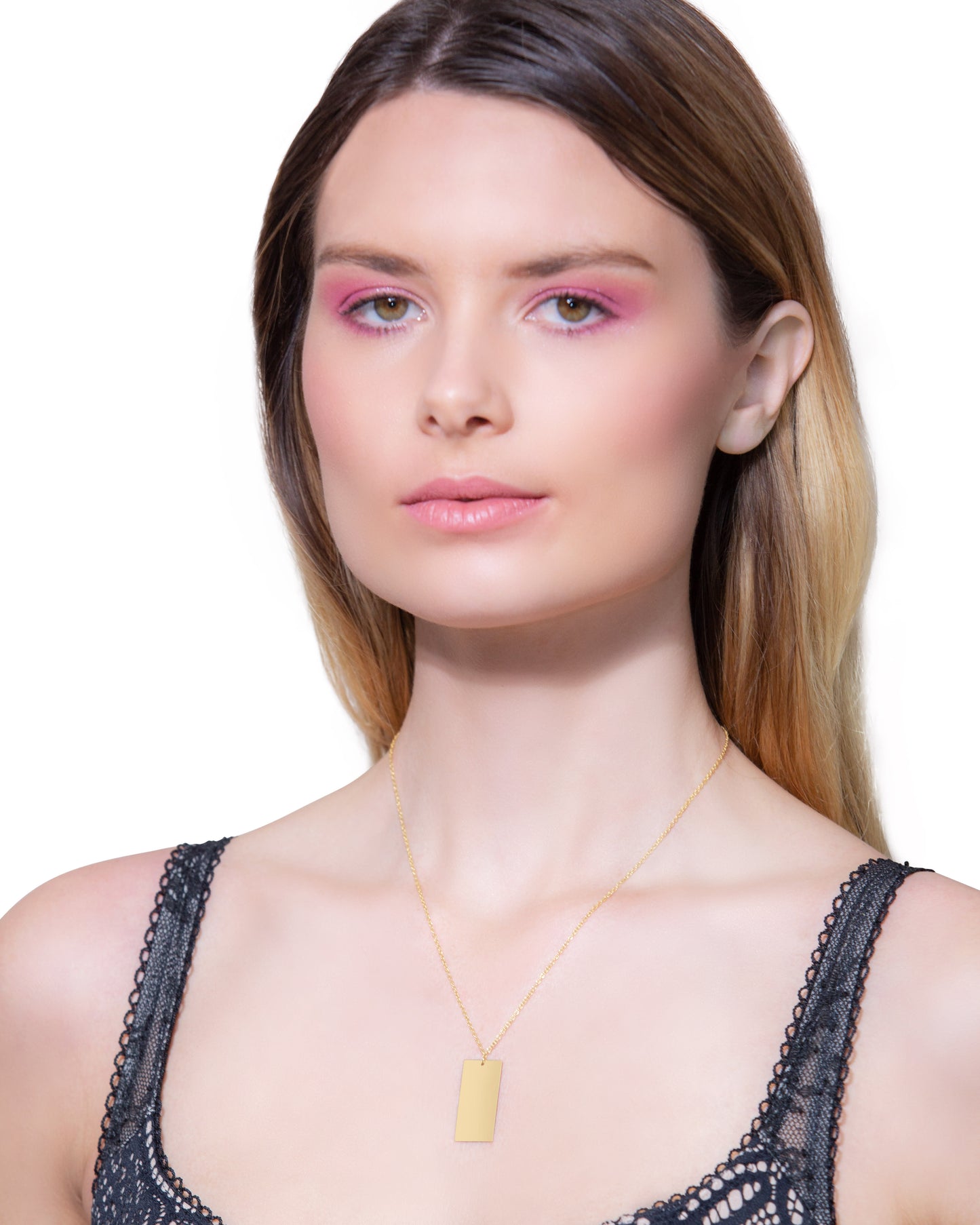 Personalized engraved Rectangle Necklace