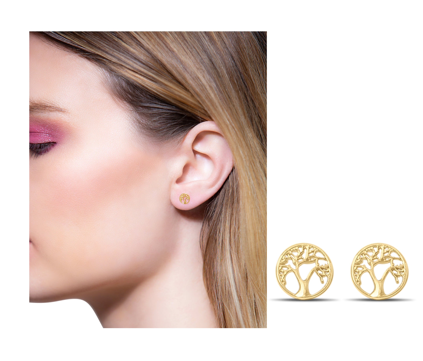 Tree of live 14k gold studs