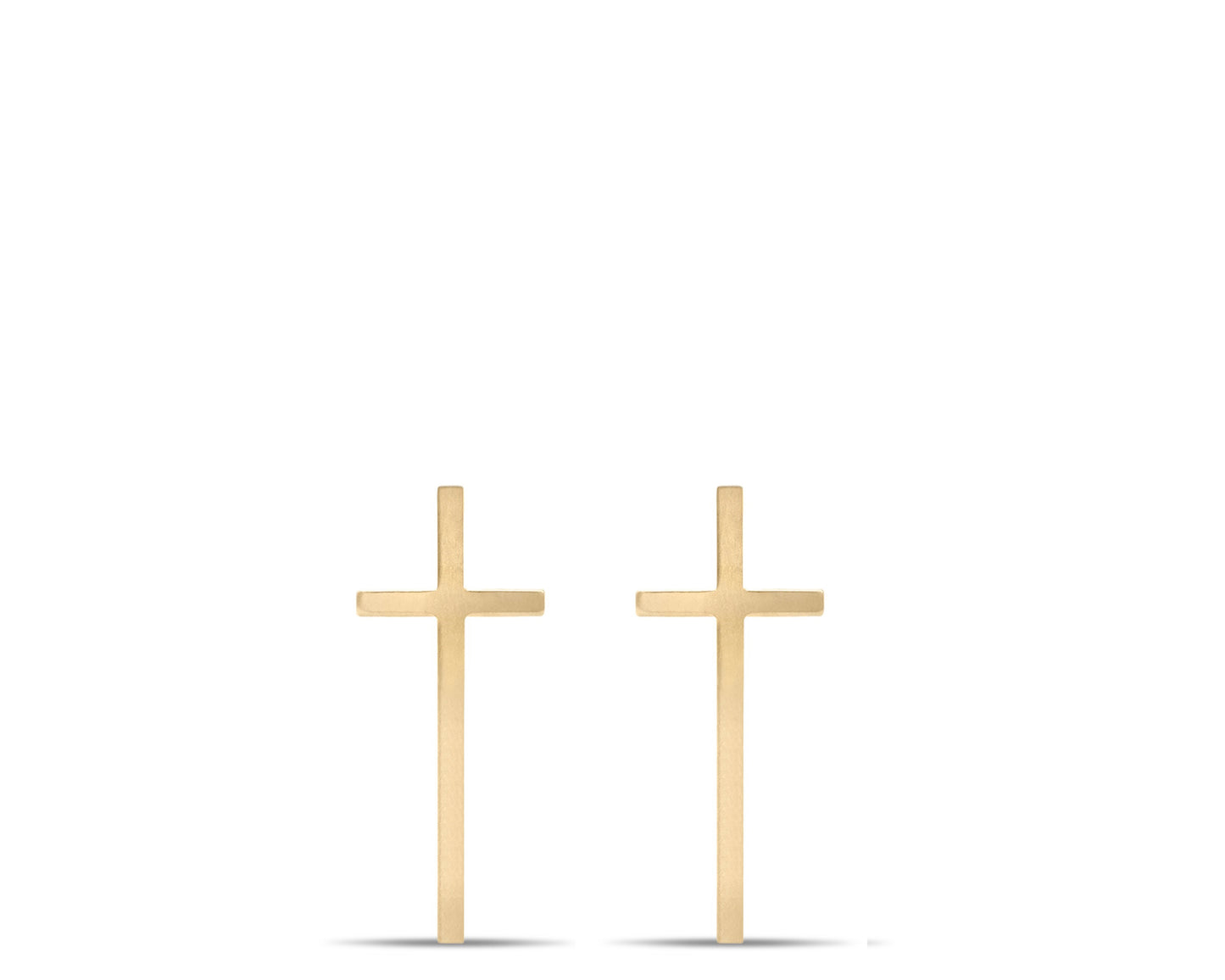 14k yellow gold cross studs