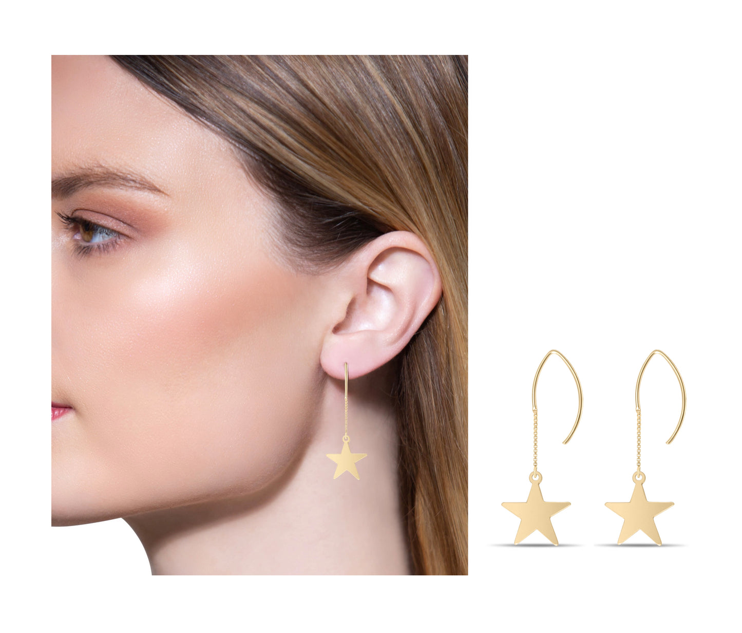 Star long earrings