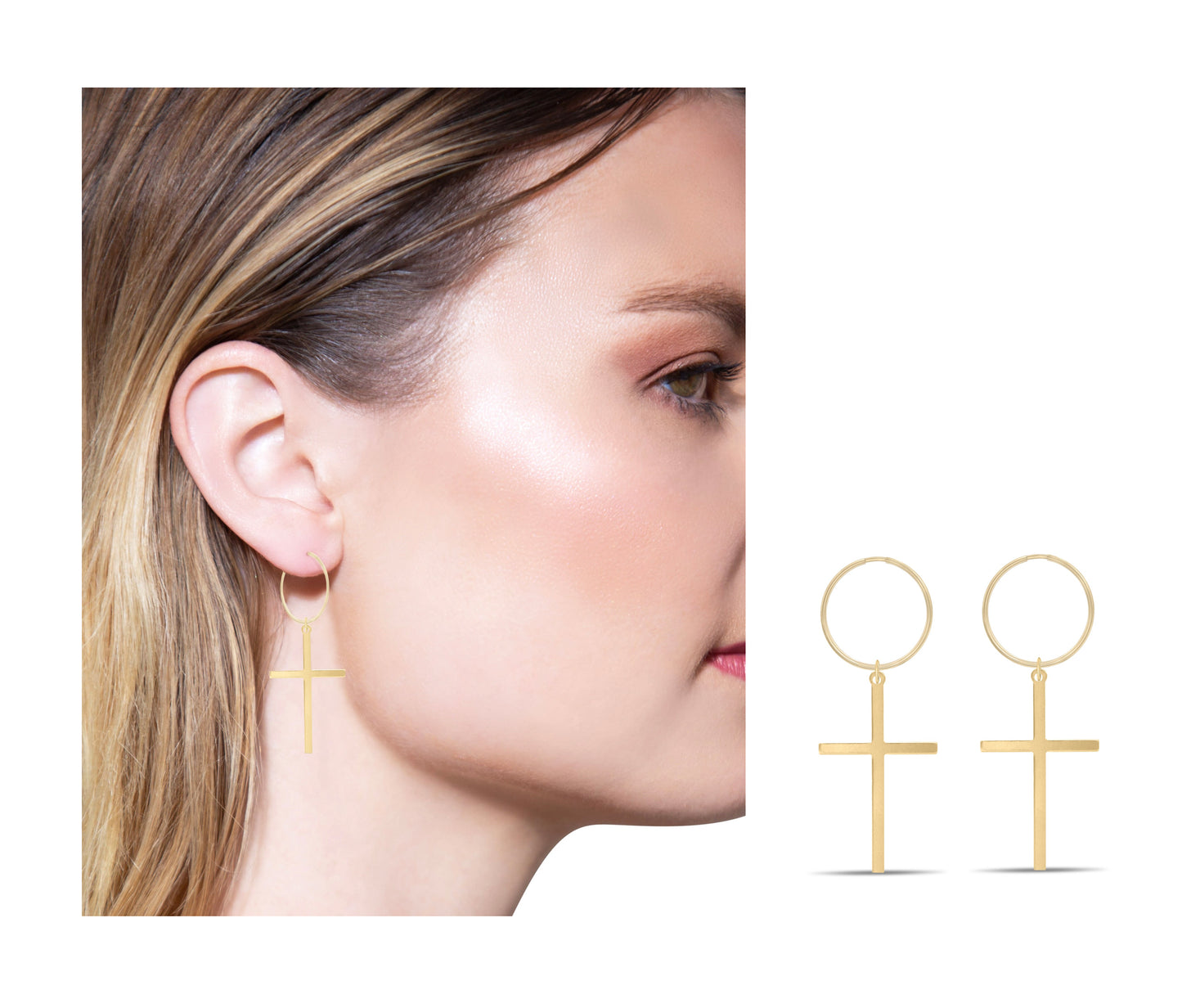 Hoop cross earrings