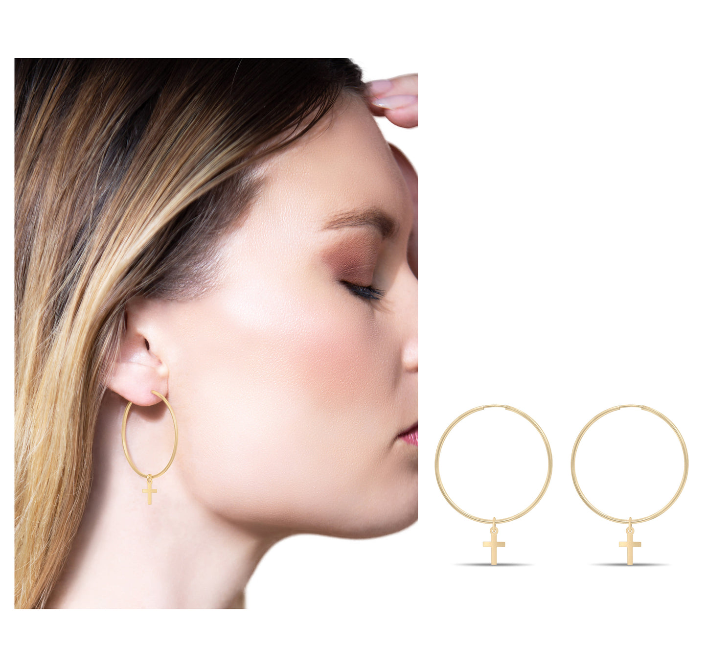 Hoop cross earrings