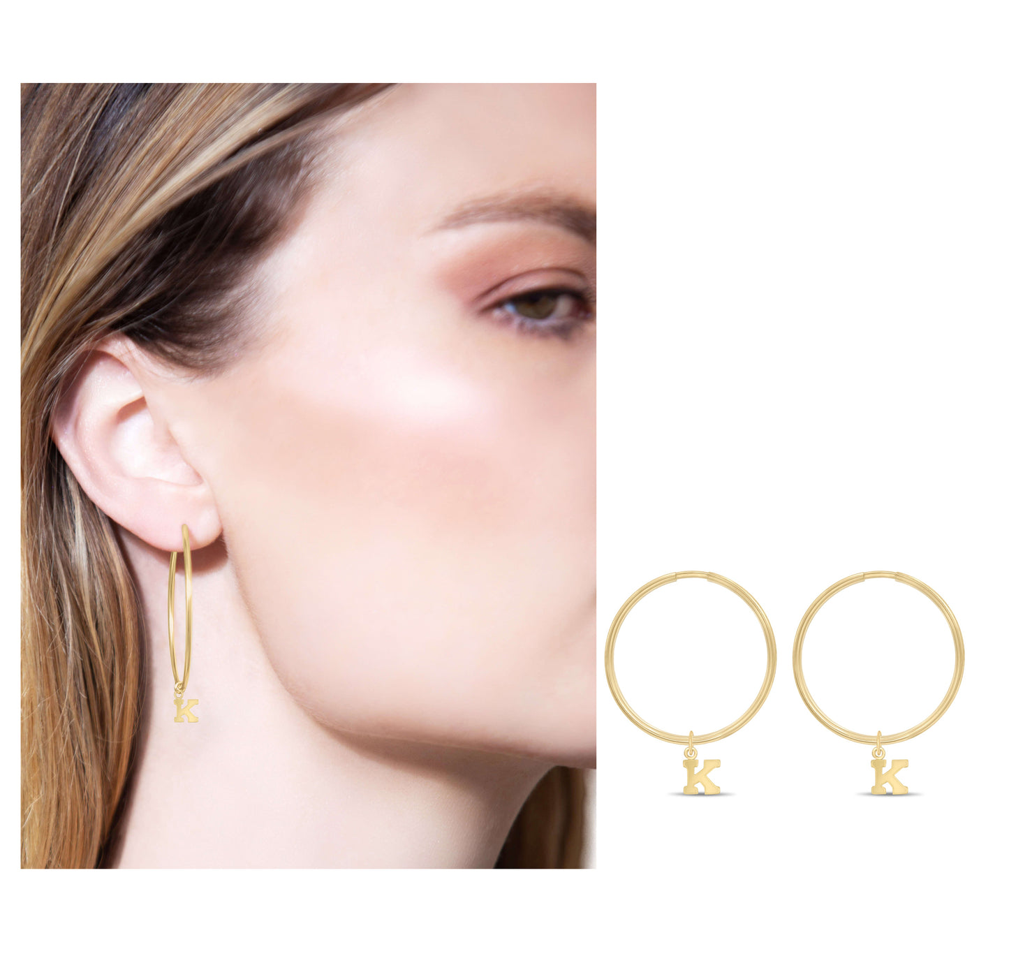 Initial hoops earrings
