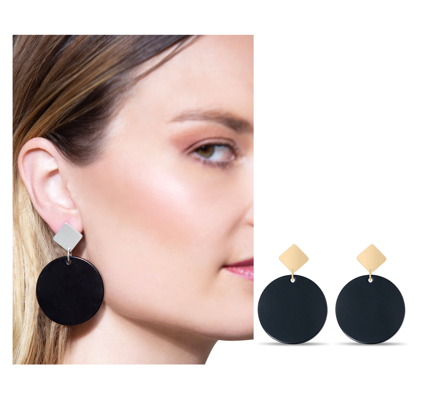Black onyx circle earrings