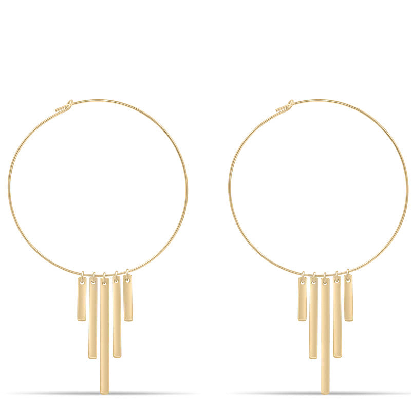 Hoop with rectangles charms earrings