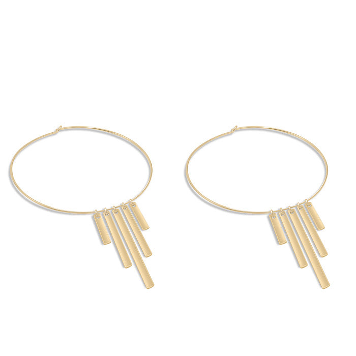 Hoop with rectangles charms earrings