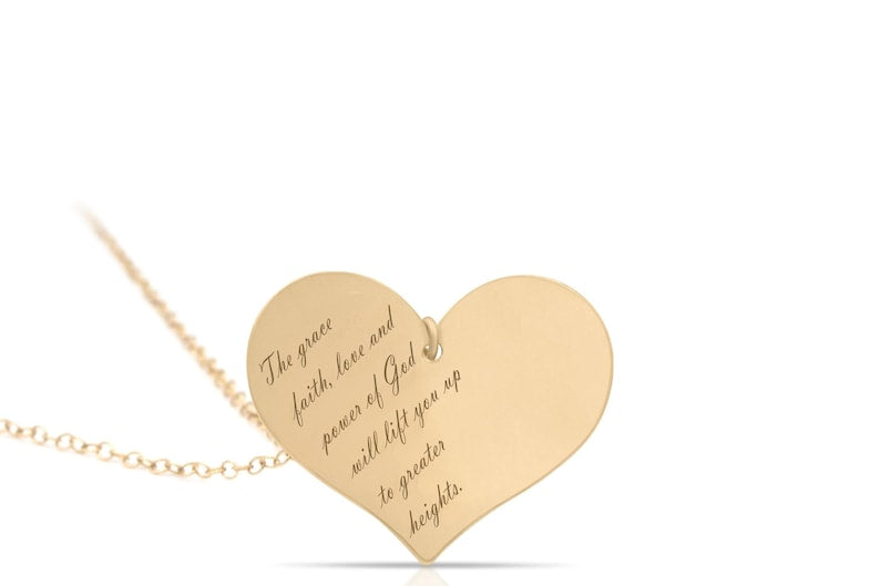 “The grace,faith,love and power of god will light you up to greater heights” engraved pendant Necklace