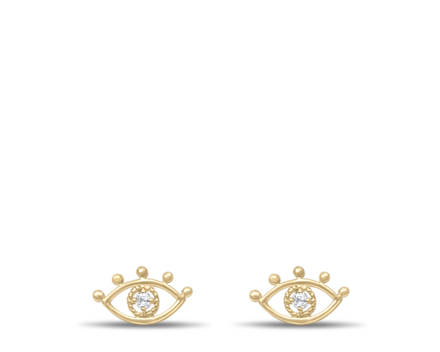 Evil eye 14k white / yellow gold with diamond studs