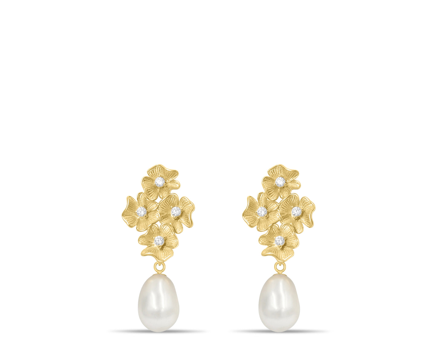 Flowers earrings with pearl