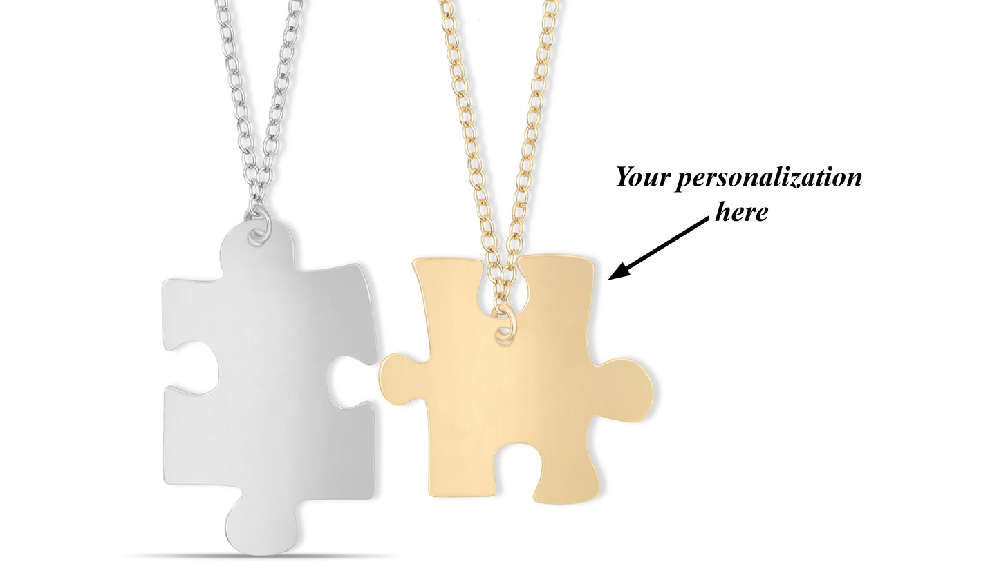 Personalized Engraved Puzzle 2 Necklaces