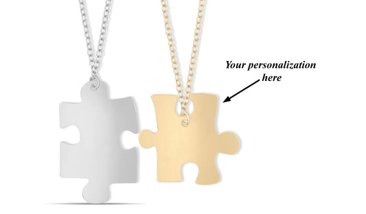 Personalized Engraved Puzzle 2 Necklaces