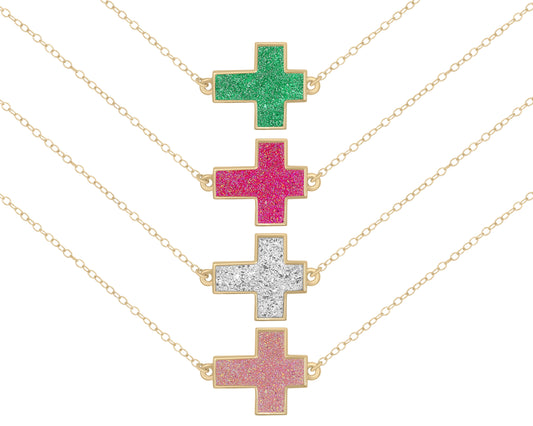 Cross “druzy” necklace