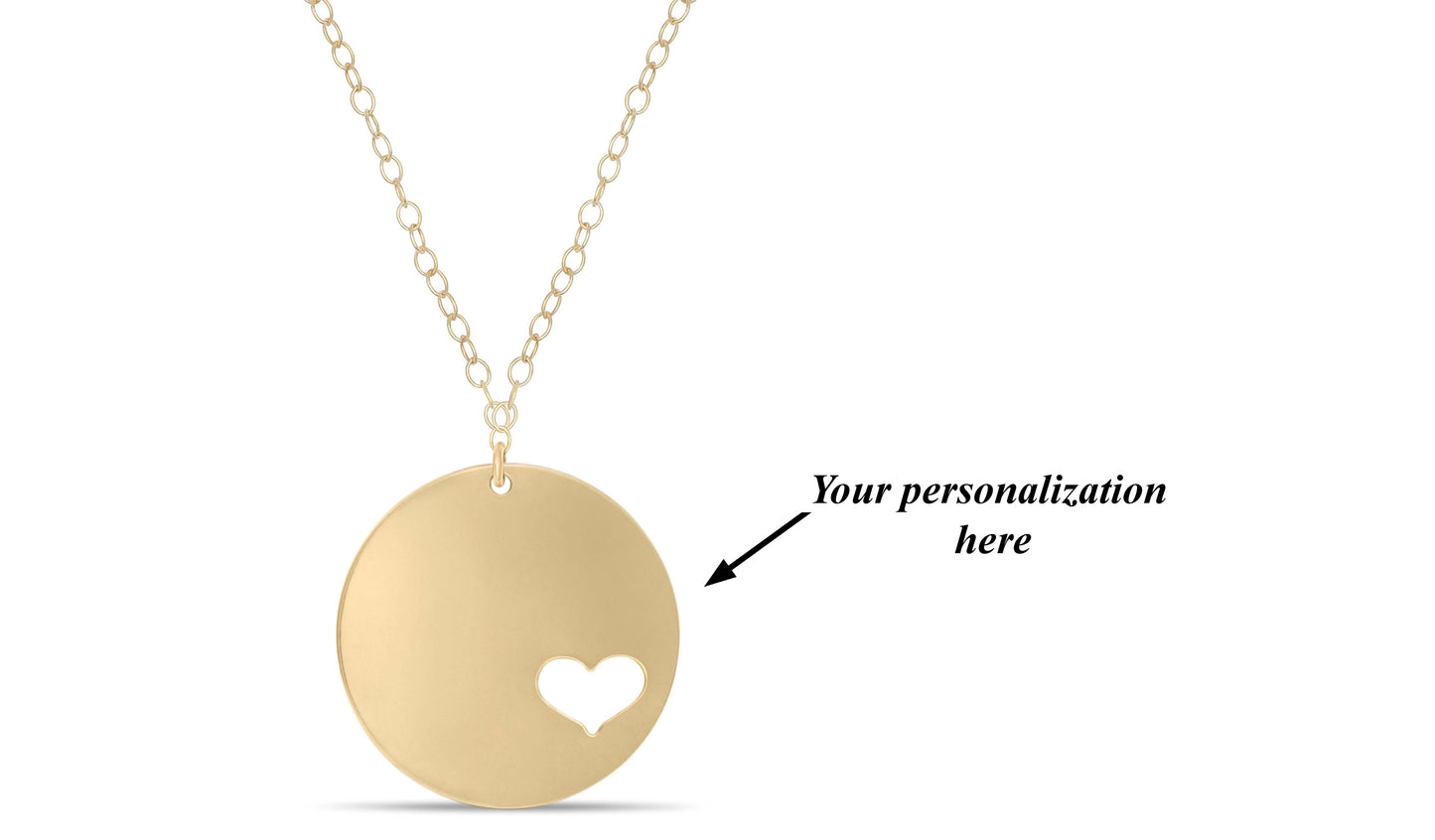 Personalized Engraved Circle With Heart Necklace