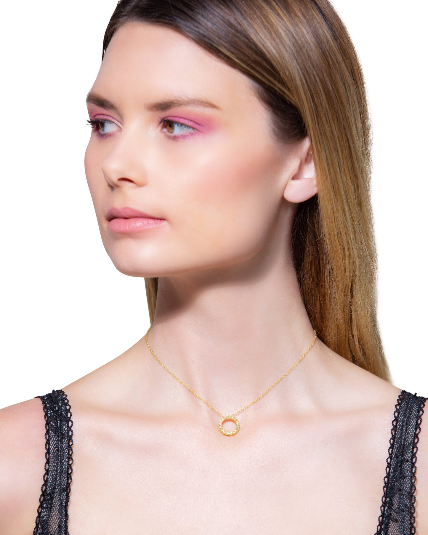 Cubic zirconia circle necklace
