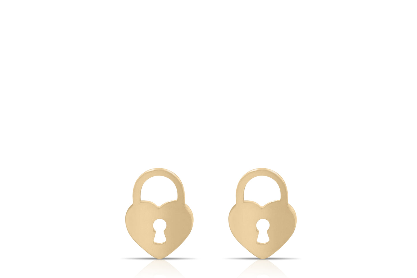 14k yellow gold heart padlock studs