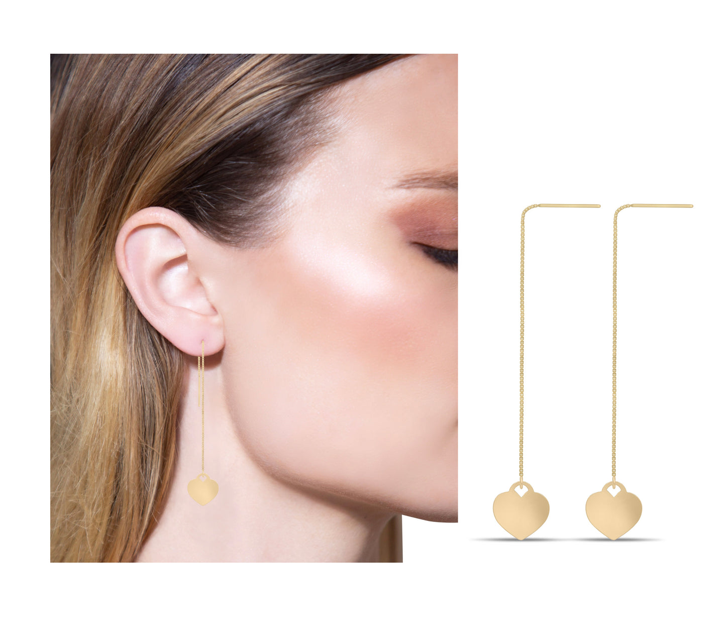 Heart long earrings