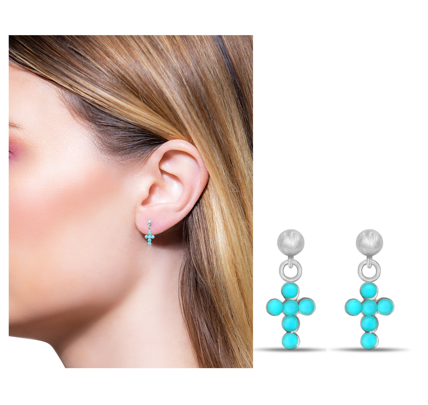 Turquoise cross studs