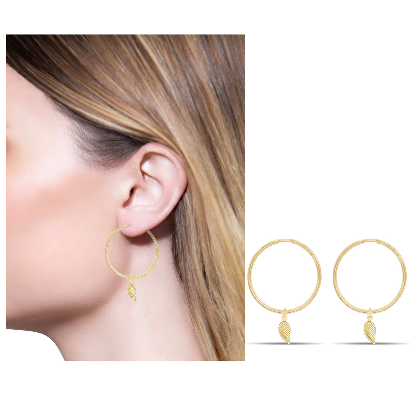 Leaf hoop earrings