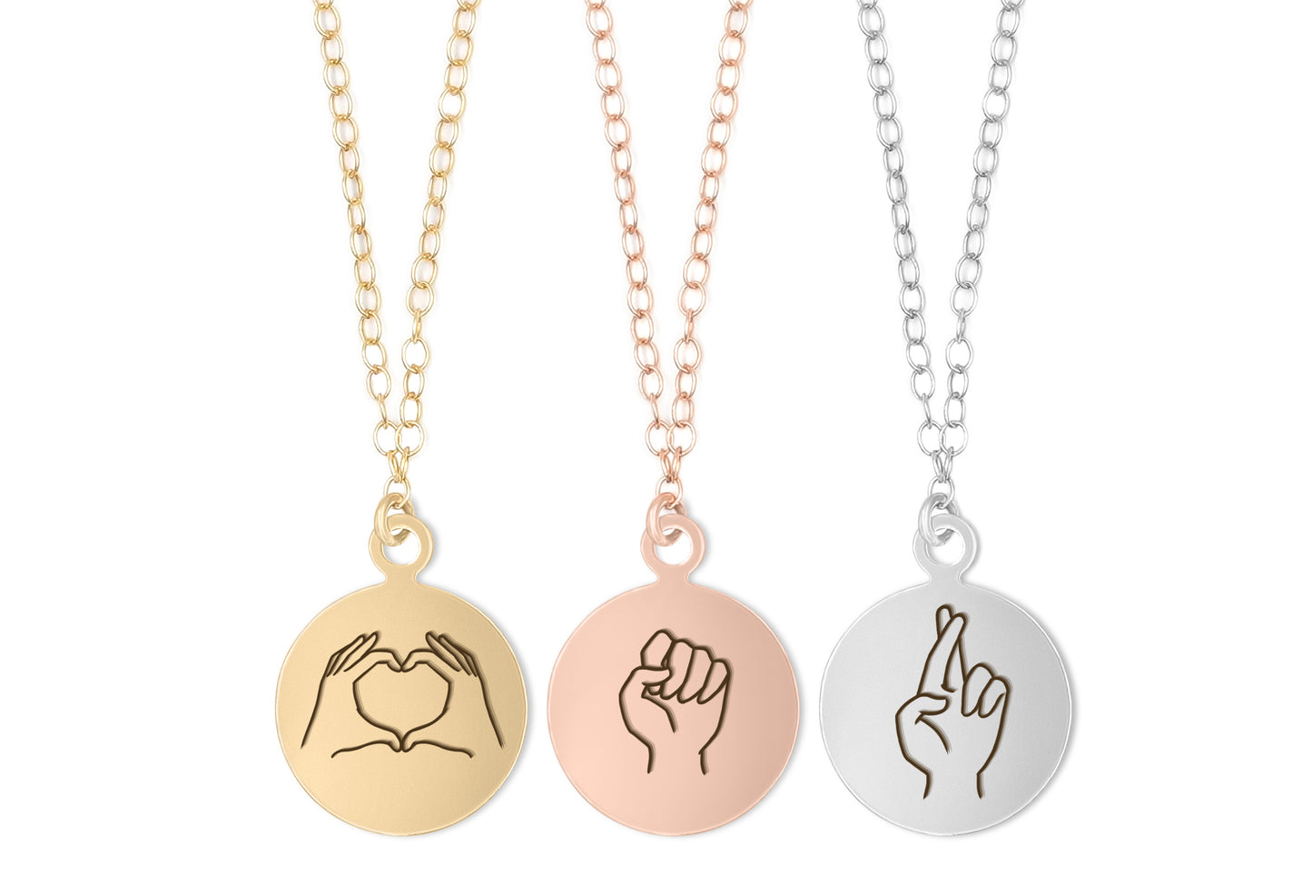 Personalized Engraved Hand Gestures Necklace