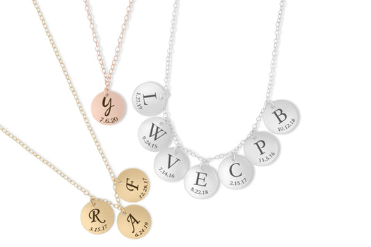 Personalized engraved initials + dates Necklace