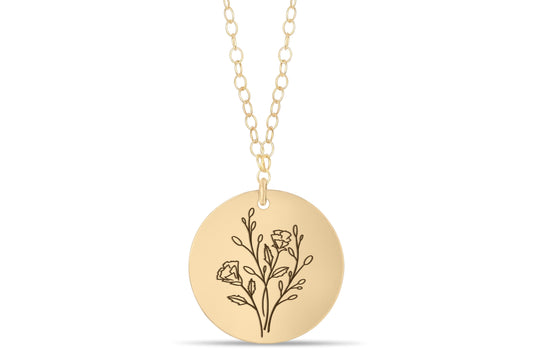 Wild flower engraved pendant Necklace