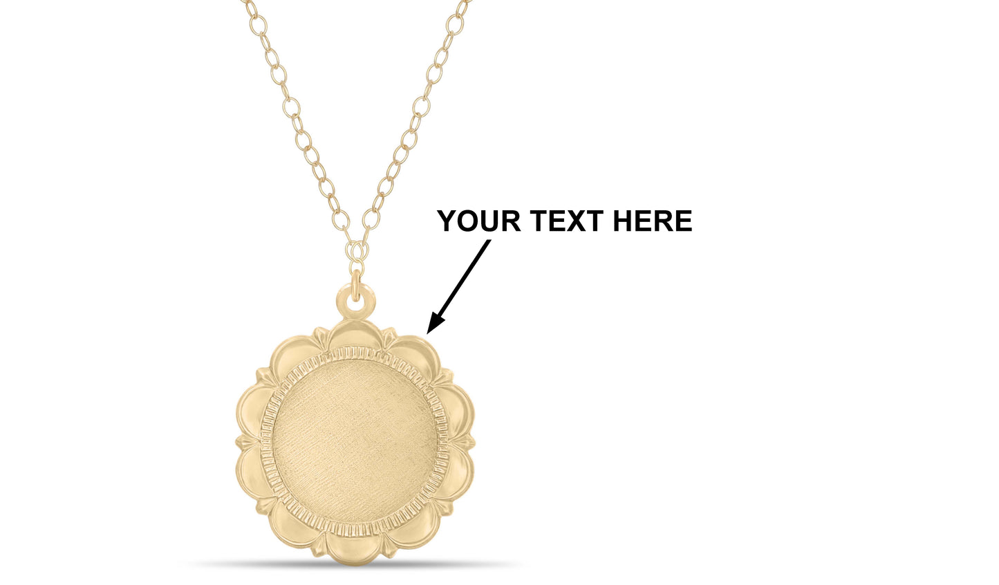 Personalized engraved floral circle Necklace