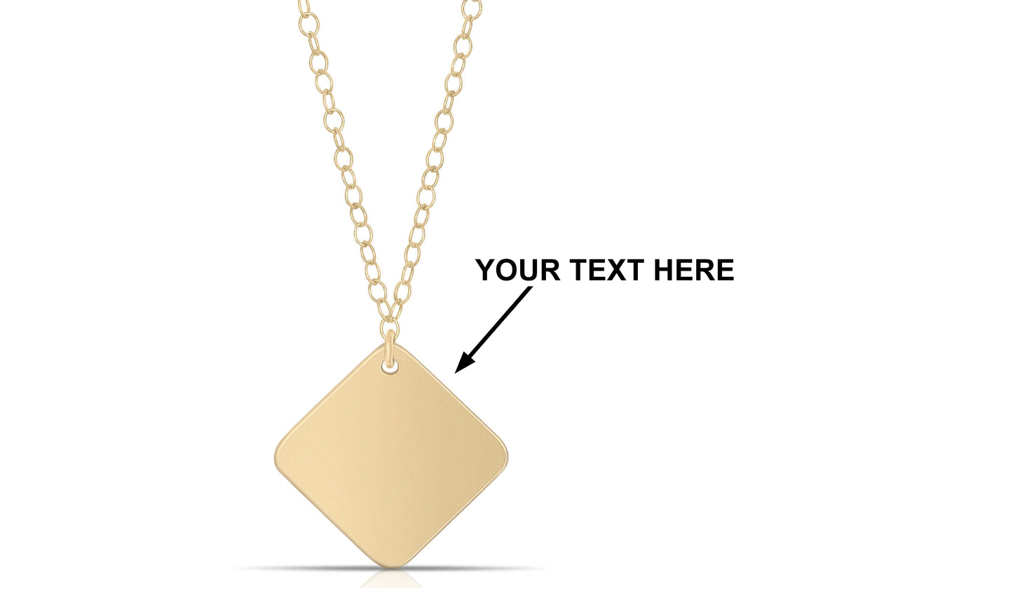 Personalized Engraved Diamond shape charm Necklace