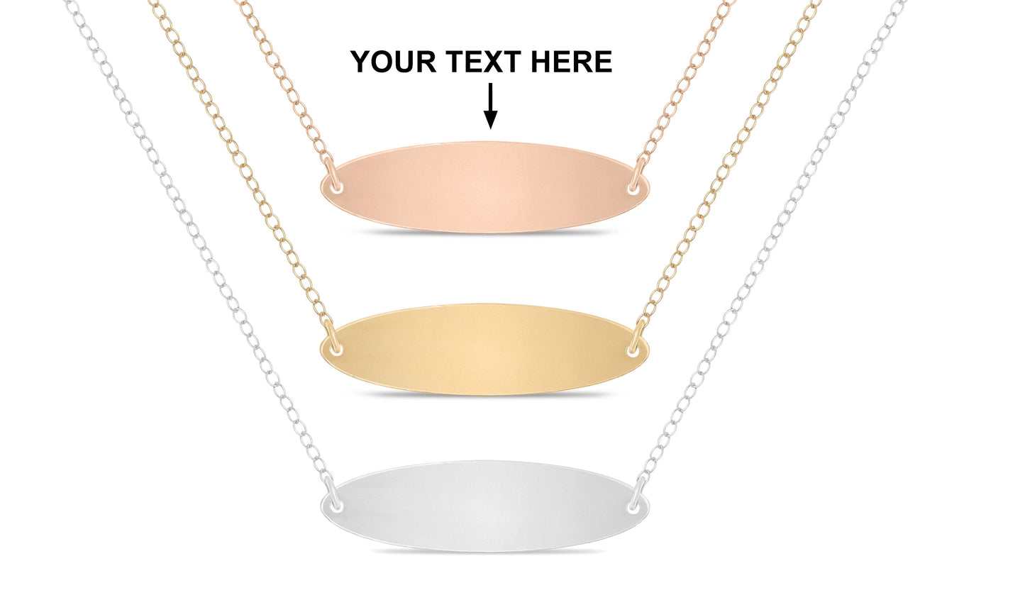 Personalized engraved oval Necklace