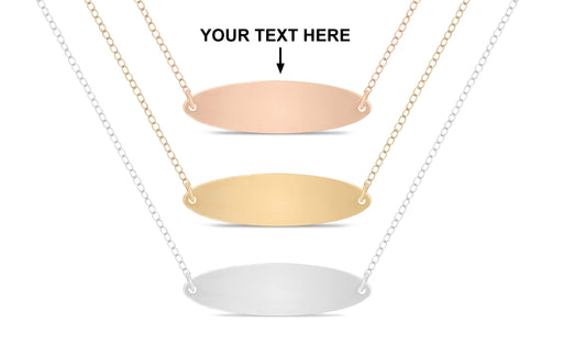 Personalized engraved oval Necklace