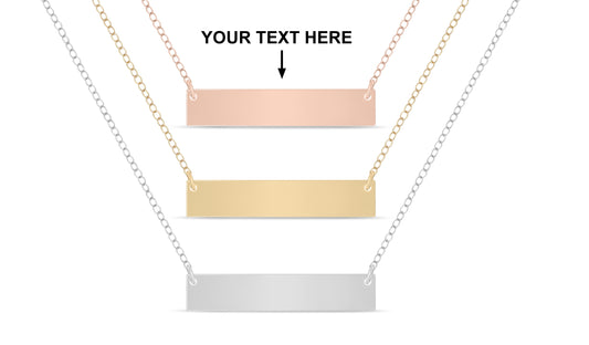 Personalized engraved rectangle bar Necklace