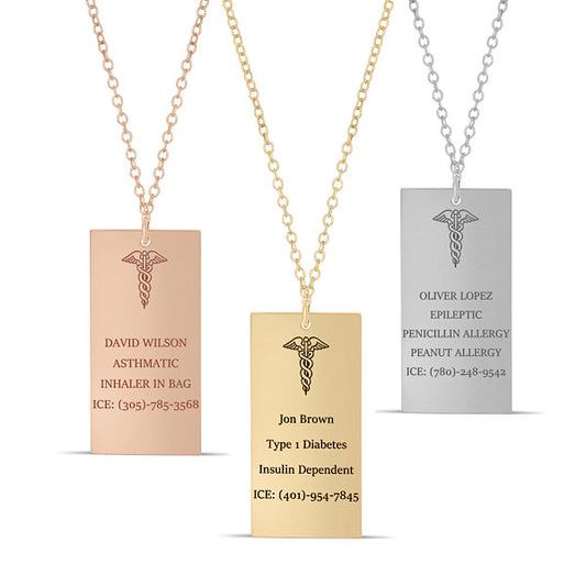 Medical Alert custom engraved Necklace